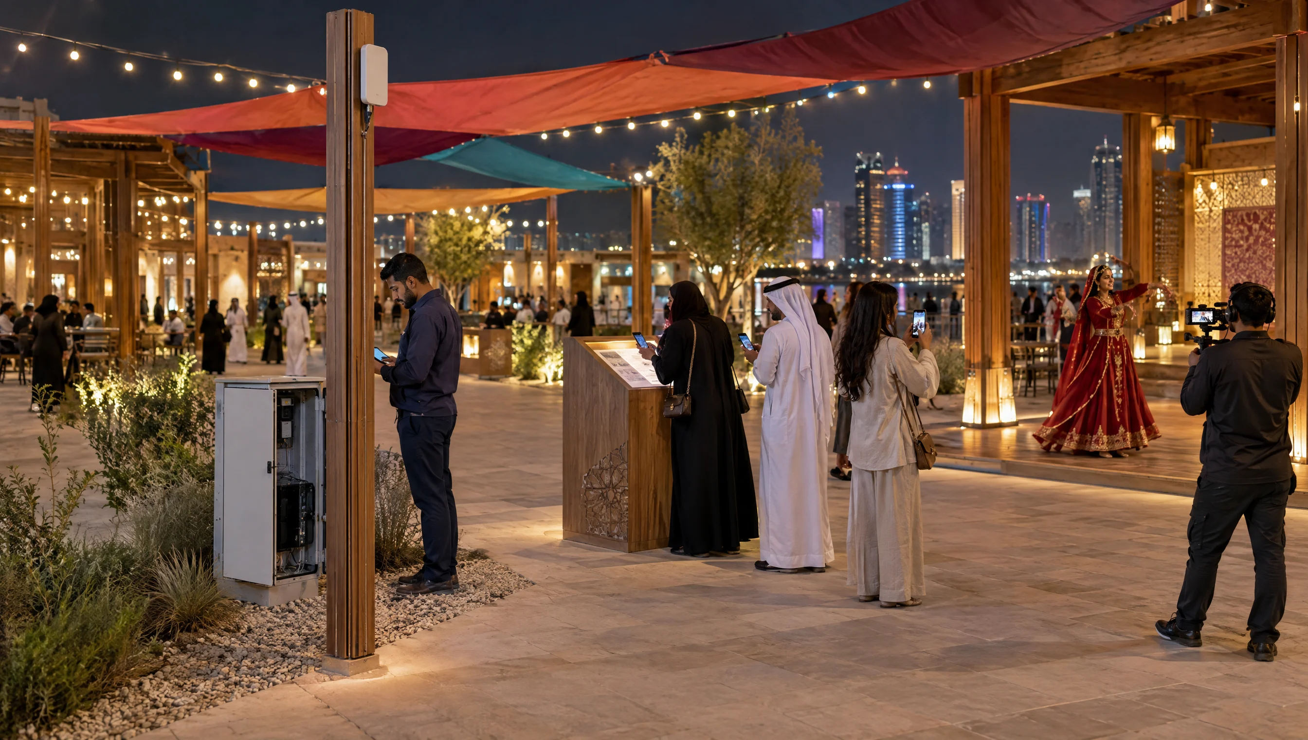 An evening cultural market, illustrative concept